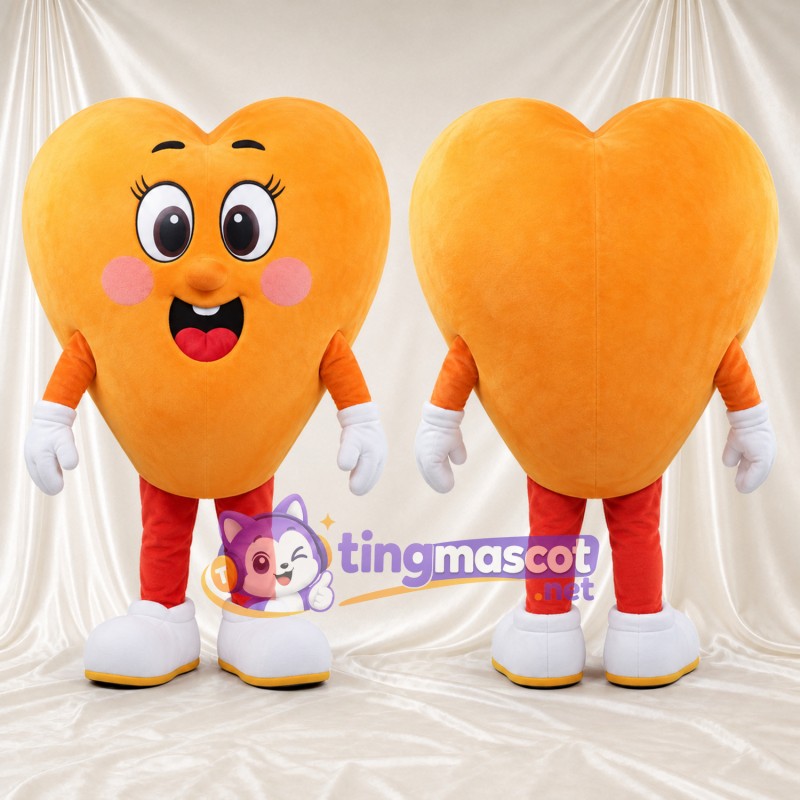 Costume de mascotte Cœur – orange – Gants (blanc); Bottes (blanc)