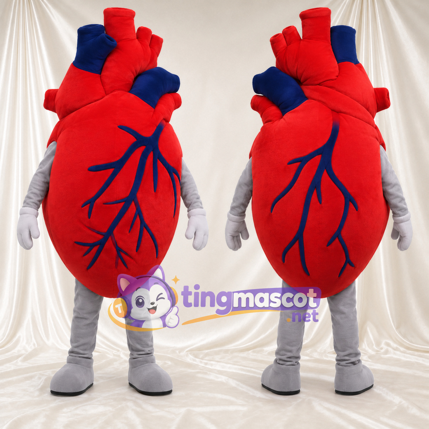 Costume de mascotte Cœur – rouge – Forme de cœur anatomique Costume de mascotte Cœur – rouge – Forme de cœur anatomique