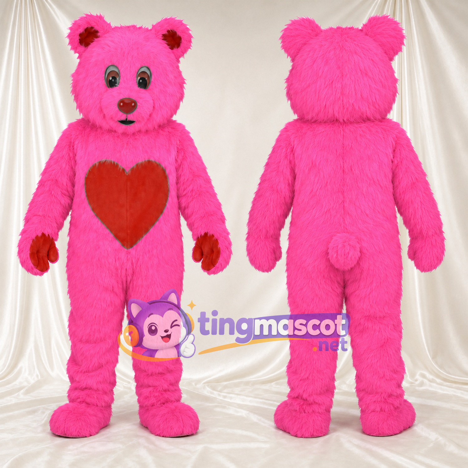 Maskottchenkostüm Bär – rosa – Bauch Maskottchenkostüm Bär – rosa – Bauch