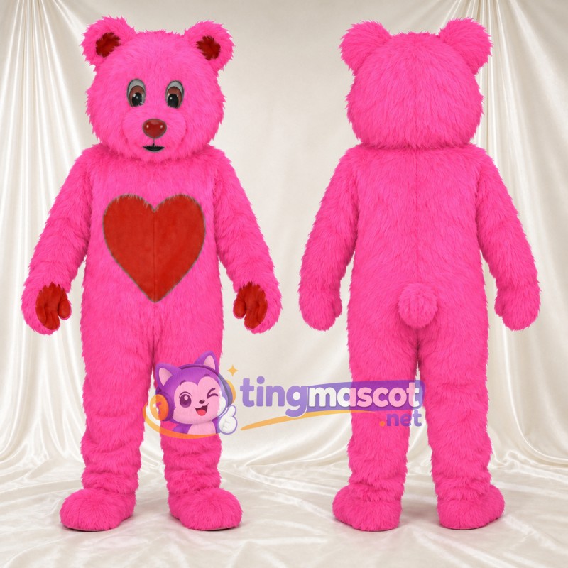 Maskottchenkostüm Bär – rosa – Bauch