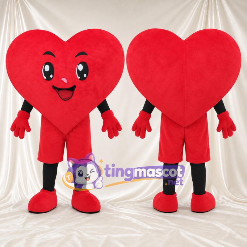 Maskottchenkostüm Herz – rot – Beine (schwarz); Shorts (rot)