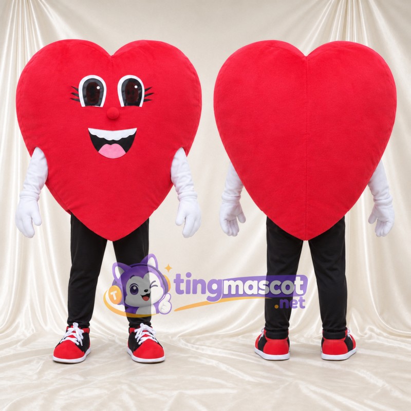 Costume de mascotte Cœur – rouge – Gants (blanc); Baskets (rouge)