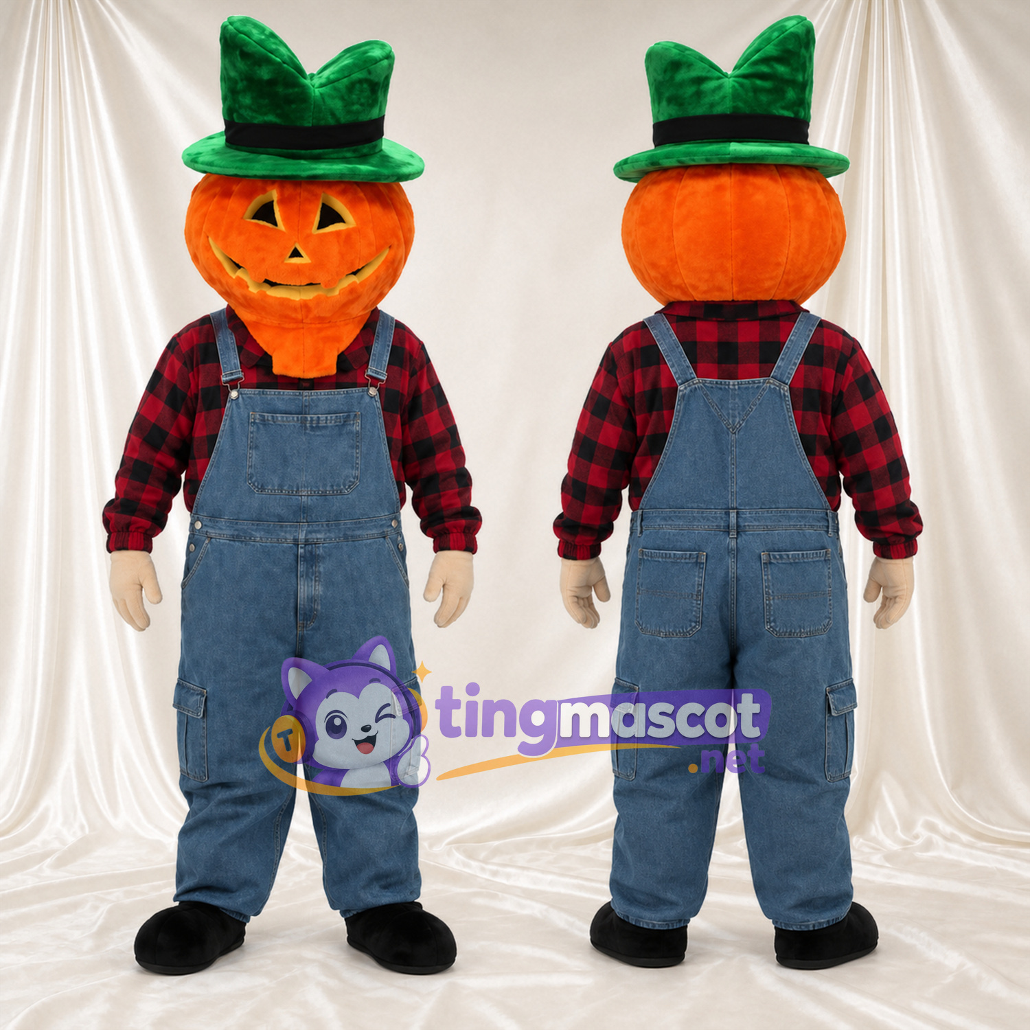 Costume de mascotte Citrouille – orange – Chemise; Salopette Costume de mascotte Citrouille – orange – Chemise; Salopette