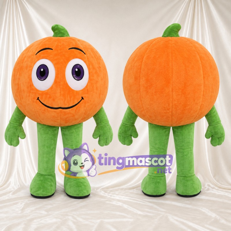 Orange Fruit Mascot Costume - Green Leaf