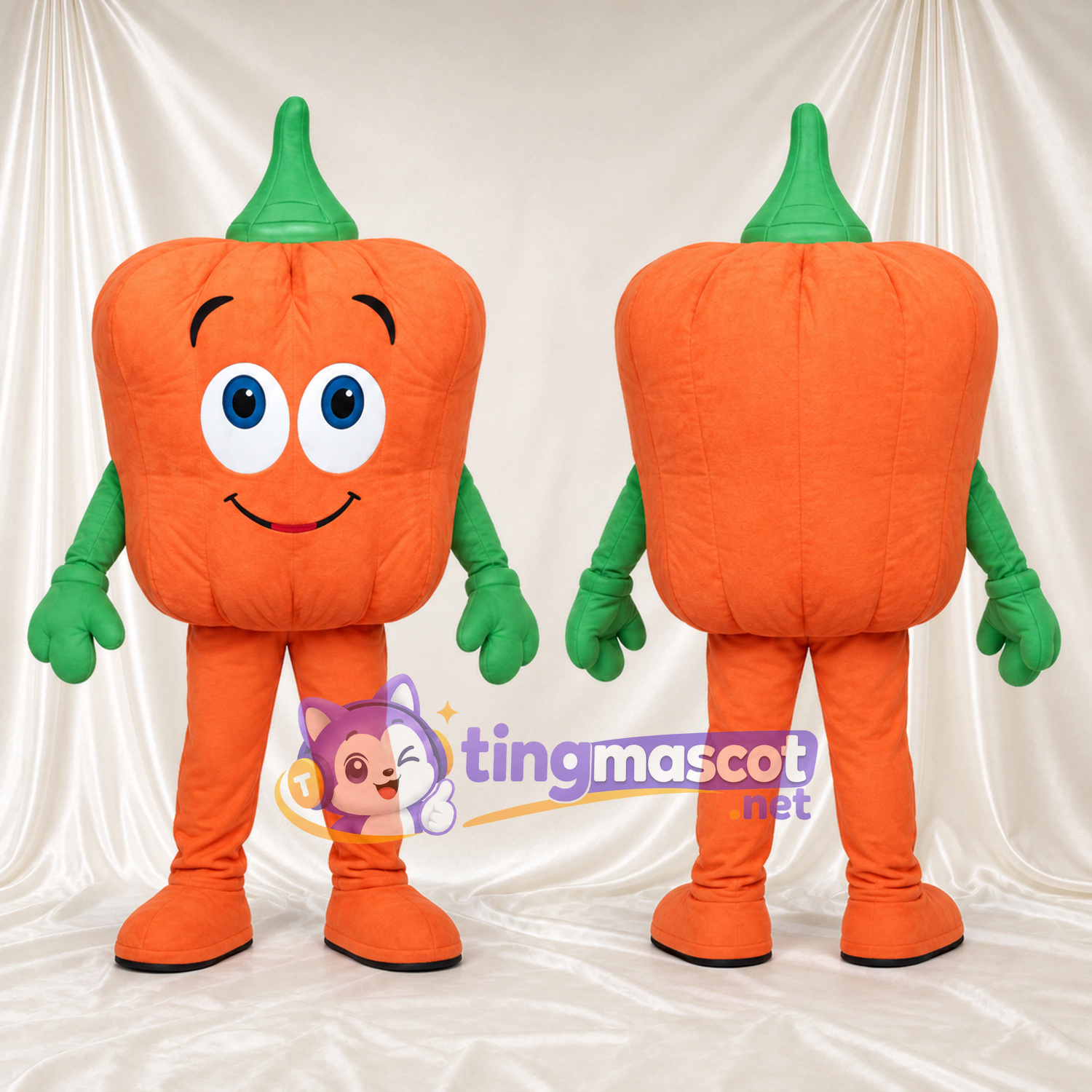Costume de mascotte Citrouille – orange – Tige (vert) Costume de mascotte Citrouille – orange – Tige (vert)