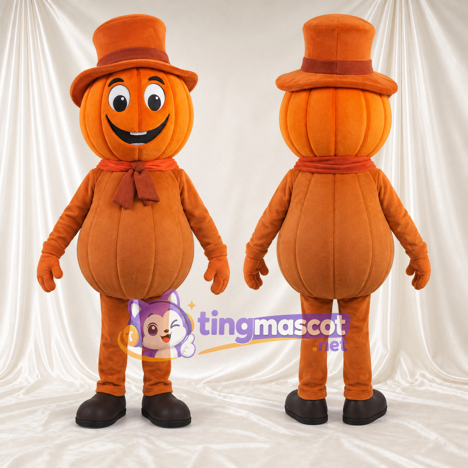 Costume de mascotte Citrouille – orange – Haut-de-forme (orange) Costume de mascotte Citrouille – orange – Haut-de-forme (orange)