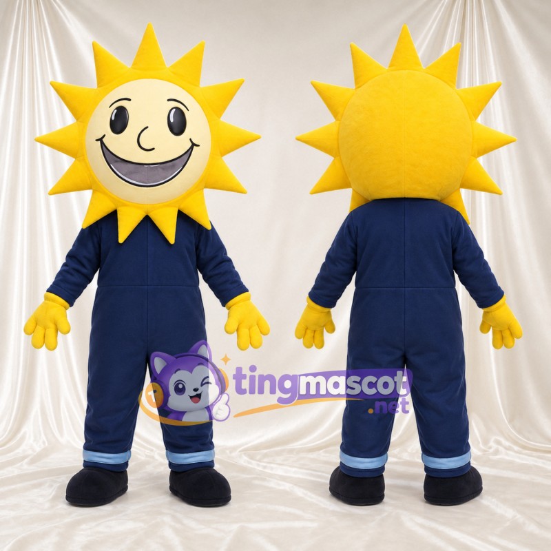 Costume de mascotte Soleil – jaune – Combinaison (bleu marine)