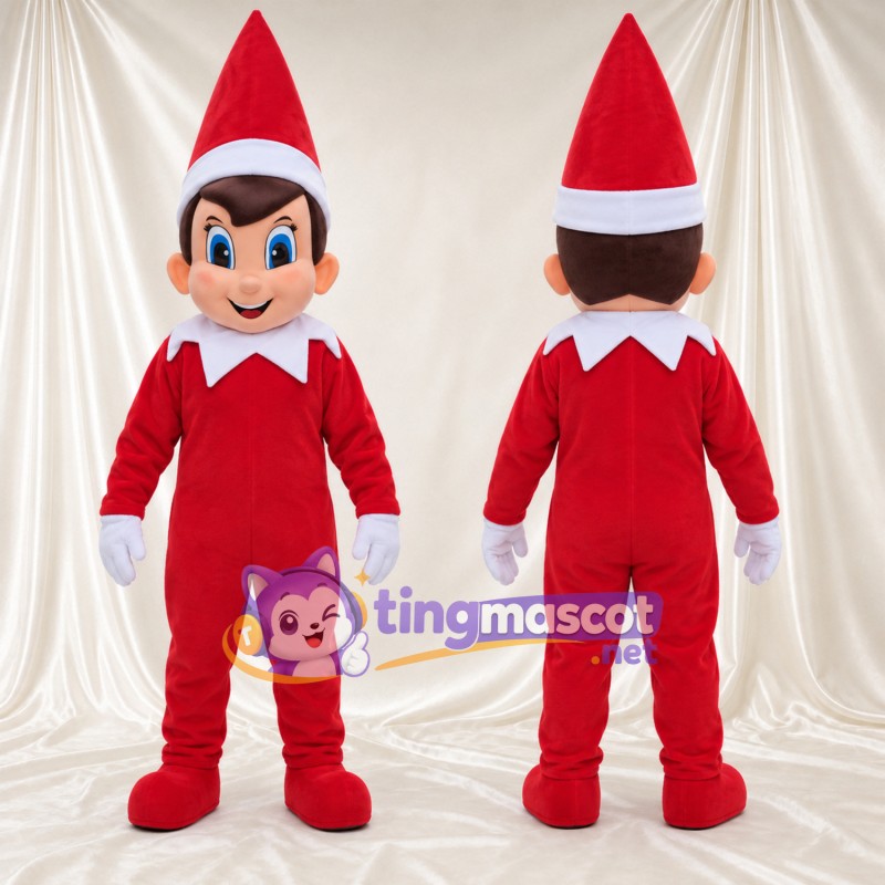Christmas Elf Mascot Costume - Red Outfit