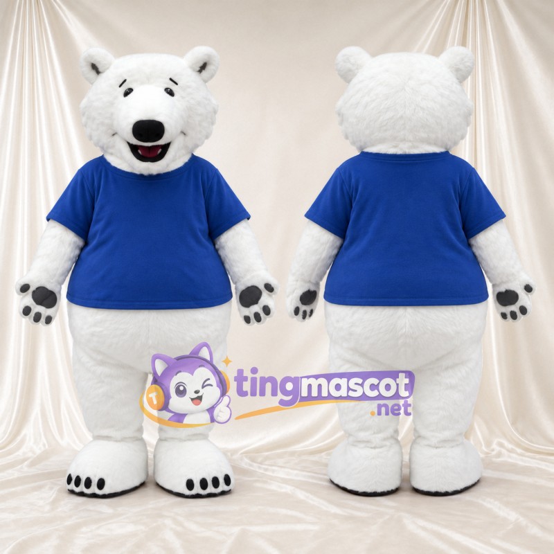 Maskottchenkostüm Eisbär – weiß – T-Shirt (blau)