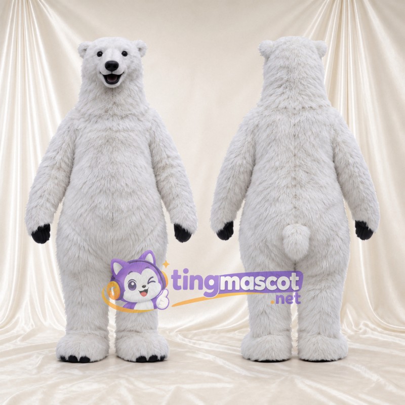 Maskottchenkostüm Eisbär – weiß – Hände (schwarz); Zottelfell