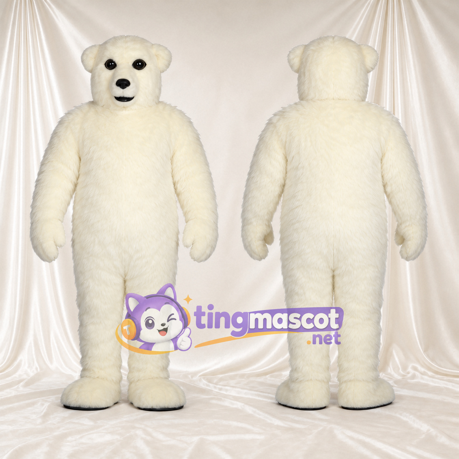 Costume de mascotte Ours polaire – blanc – Bouche fermée; Tête Costume de mascotte Ours polaire – blanc – Bouche fermée; Tête