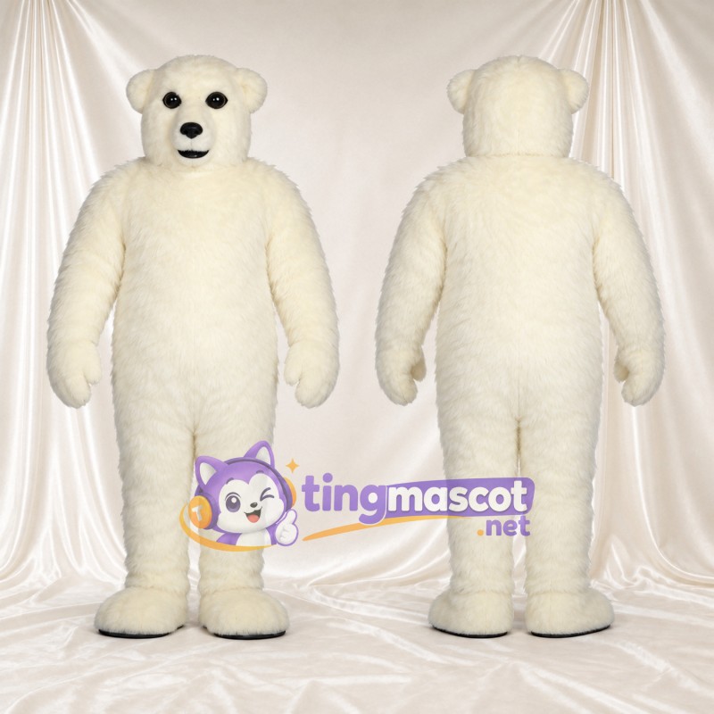 Costume de mascotte Ours polaire – blanc – Bouche fermée; Tête