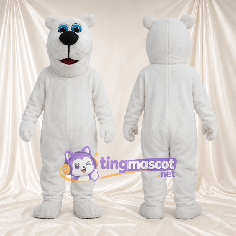 Maskottchenkostüm Eisbär – weiß – Augen (blau); Nase (schwarz)