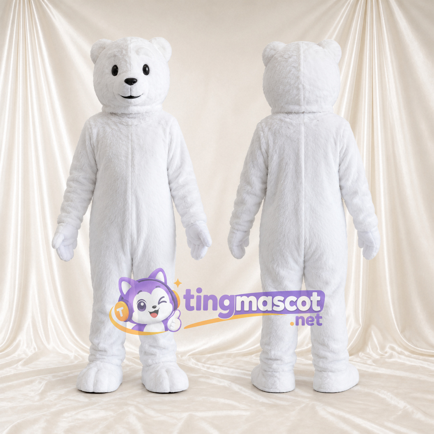 Costume de mascotte Ours polaire – blanc – Bouche fermée; Tête Costume de mascotte Ours polaire – blanc – Bouche fermée; Tête