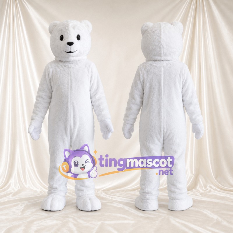 Costume de mascotte Ours polaire – blanc – Bouche fermée; Tête