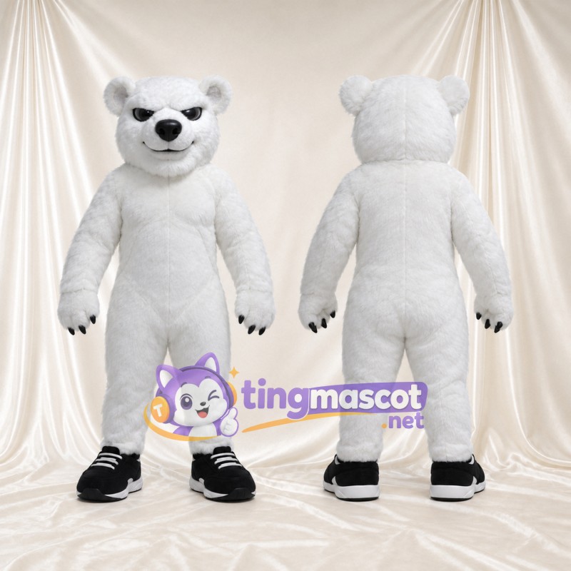 Costume de mascotte Ours polaire – blanc – Baskets (noir)
