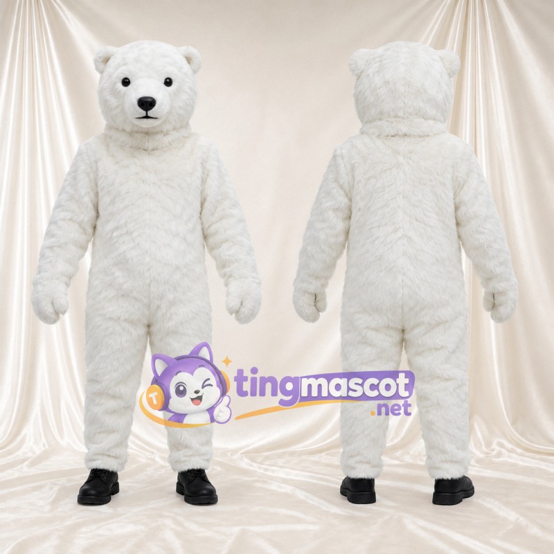 Costume de mascotte Ours polaire – blanc – Chaussures (noir)