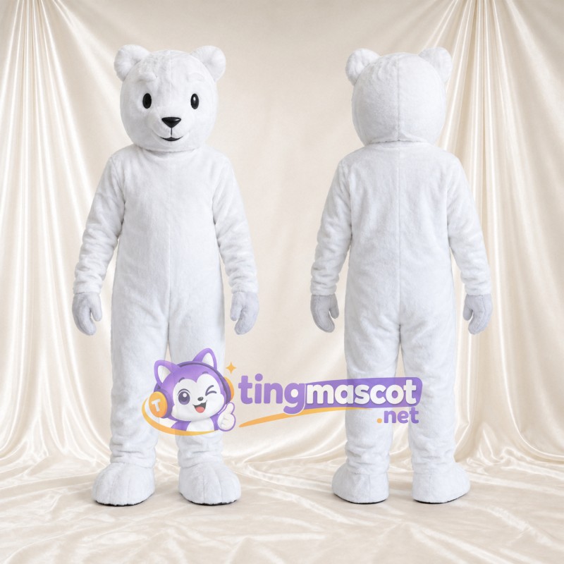 Maskottchenkostüm Eisbär – weiß – Lange Ohren; Schnauze
