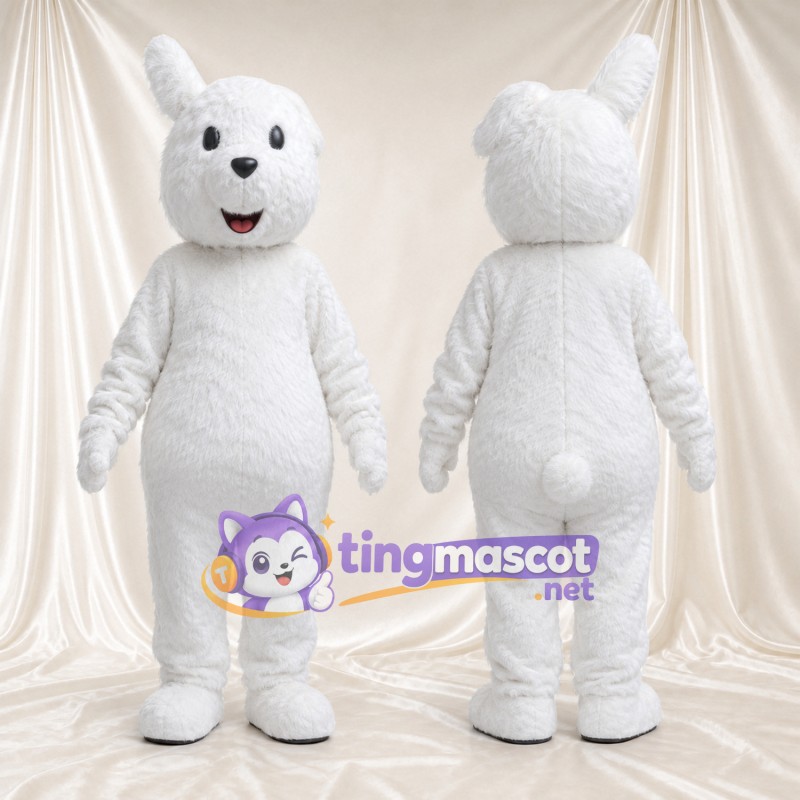 Costume de mascotte Lapin – blanc – Petites oreilles rondes; Tête