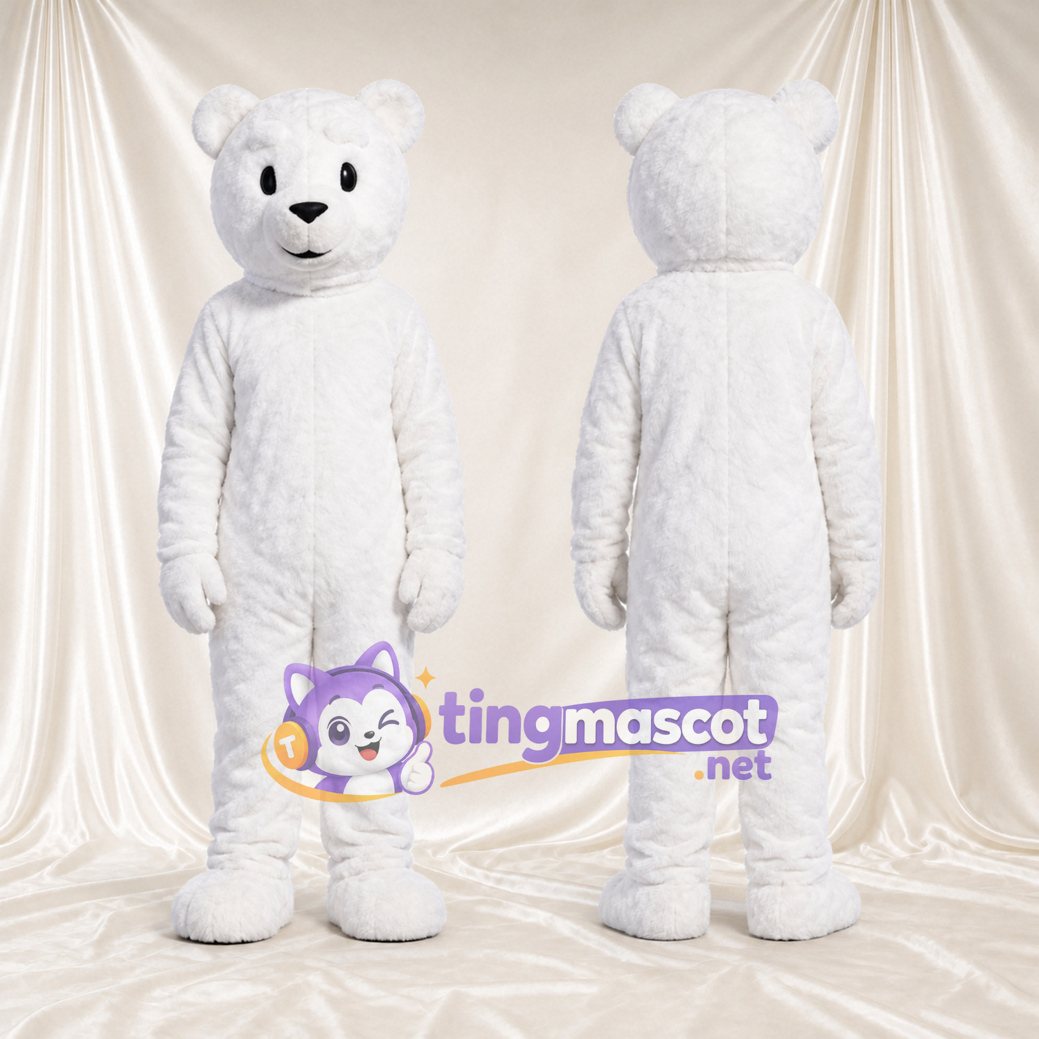 Costume de mascotte Ours polaire – blanc – Bouche fermée; Tête Costume de mascotte Ours polaire – blanc – Bouche fermée; Tête