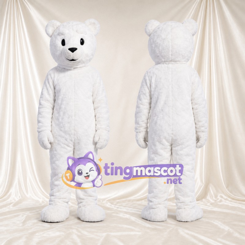 Costume de mascotte Ours polaire – blanc – Bouche fermée; Tête