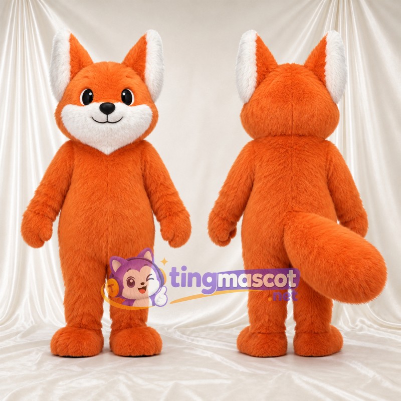 Maskottchenkostüm Fuchs – orange – Buschiger Schwanz; Schnauze (weiß)