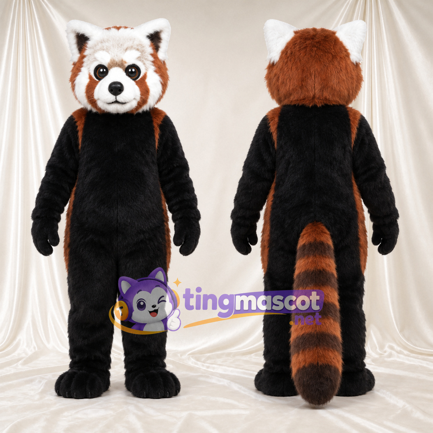 Brown and Black Red Panda Mascot Costume - Black Belly and White Head Brown and Black Red Panda Mascot Costume - Black Belly and White Head