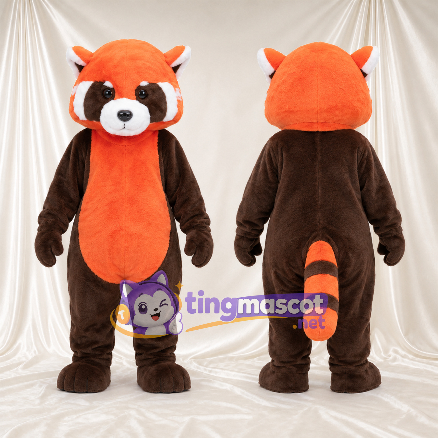 Orange and Black Red Panda Mascot Costume - Orange Belly and White-Striped Tail Orange and Black Red Panda Mascot Costume - Orange Belly and White-Striped Tail