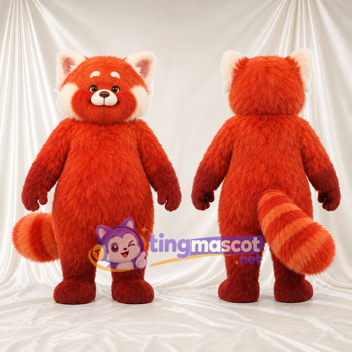 Maskottchenkostüm Roter Panda – rot – Buschiger Schwanz; Zottelfell Maskottchenkostüm Roter Panda – rot – Buschiger Schwanz; Zottelfell