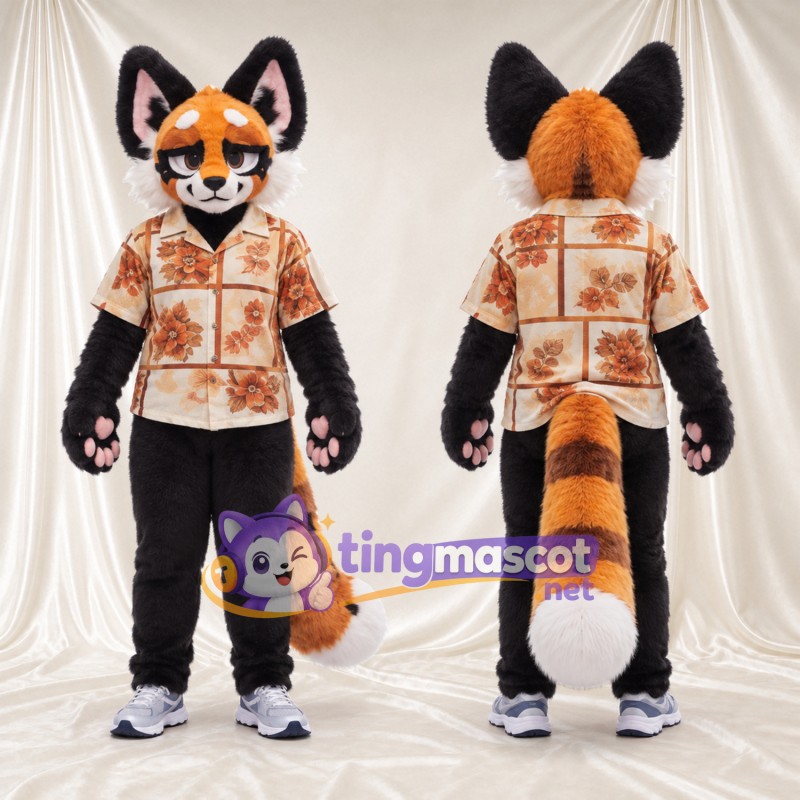 Maskottchenkostüm Fuchs – orange / schwarz – Hemd