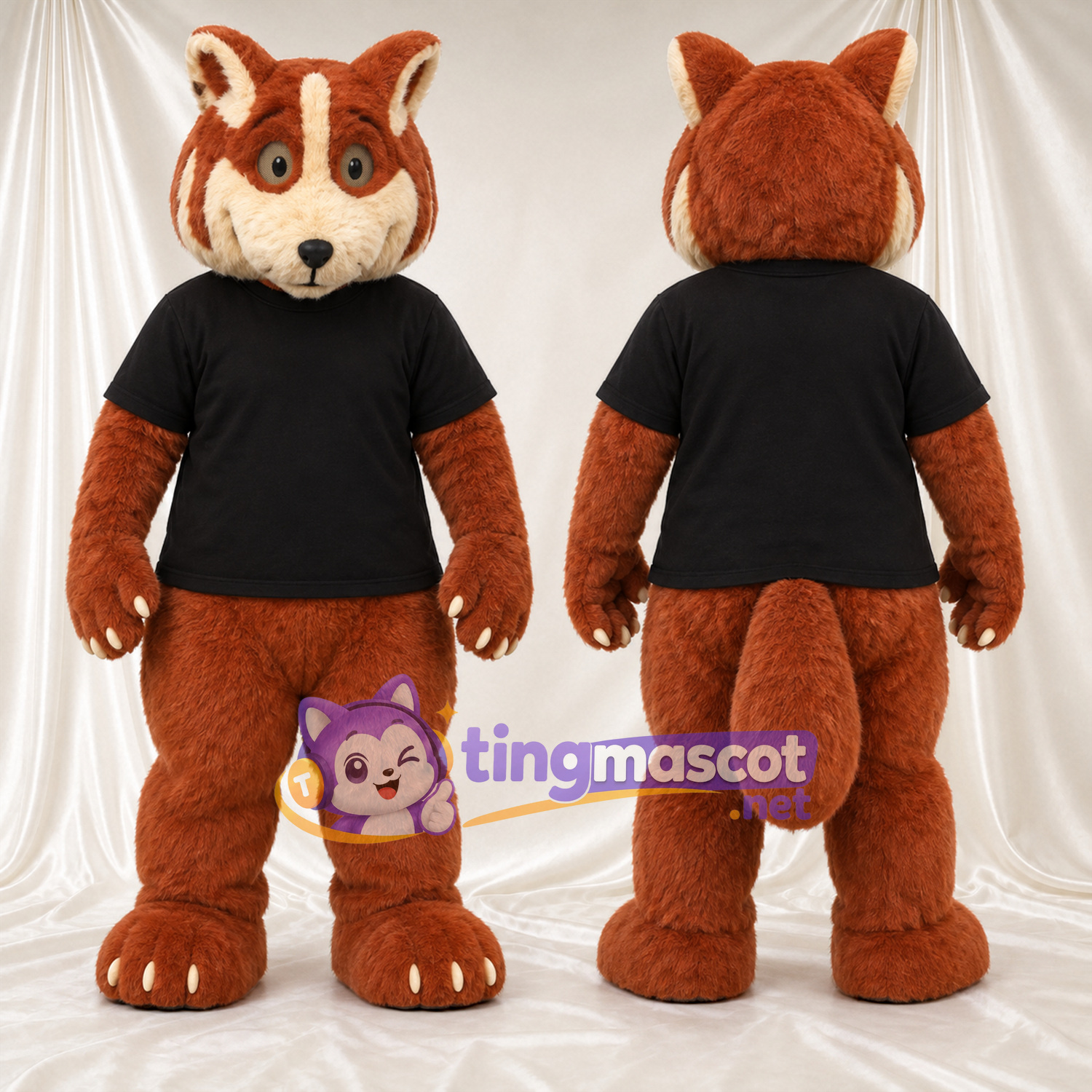 Brown Squirrel Mascot Costume - Black Shirt Brown Squirrel Mascot Costume - Black Shirt