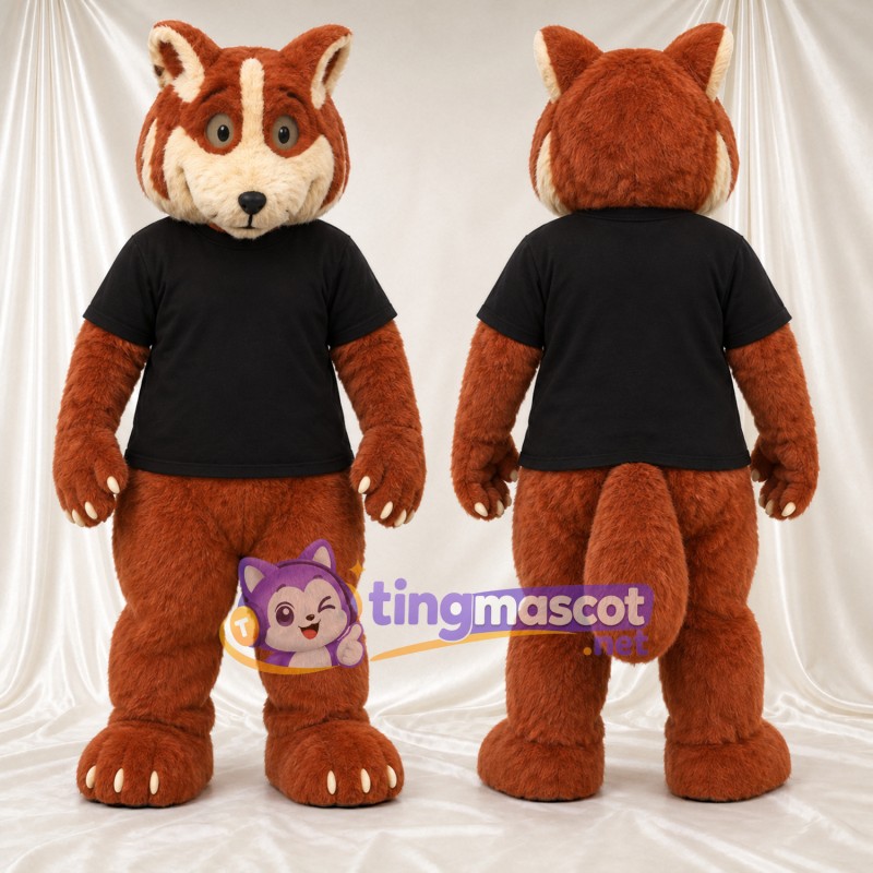 Brown Squirrel Mascot Costume - Black Shirt