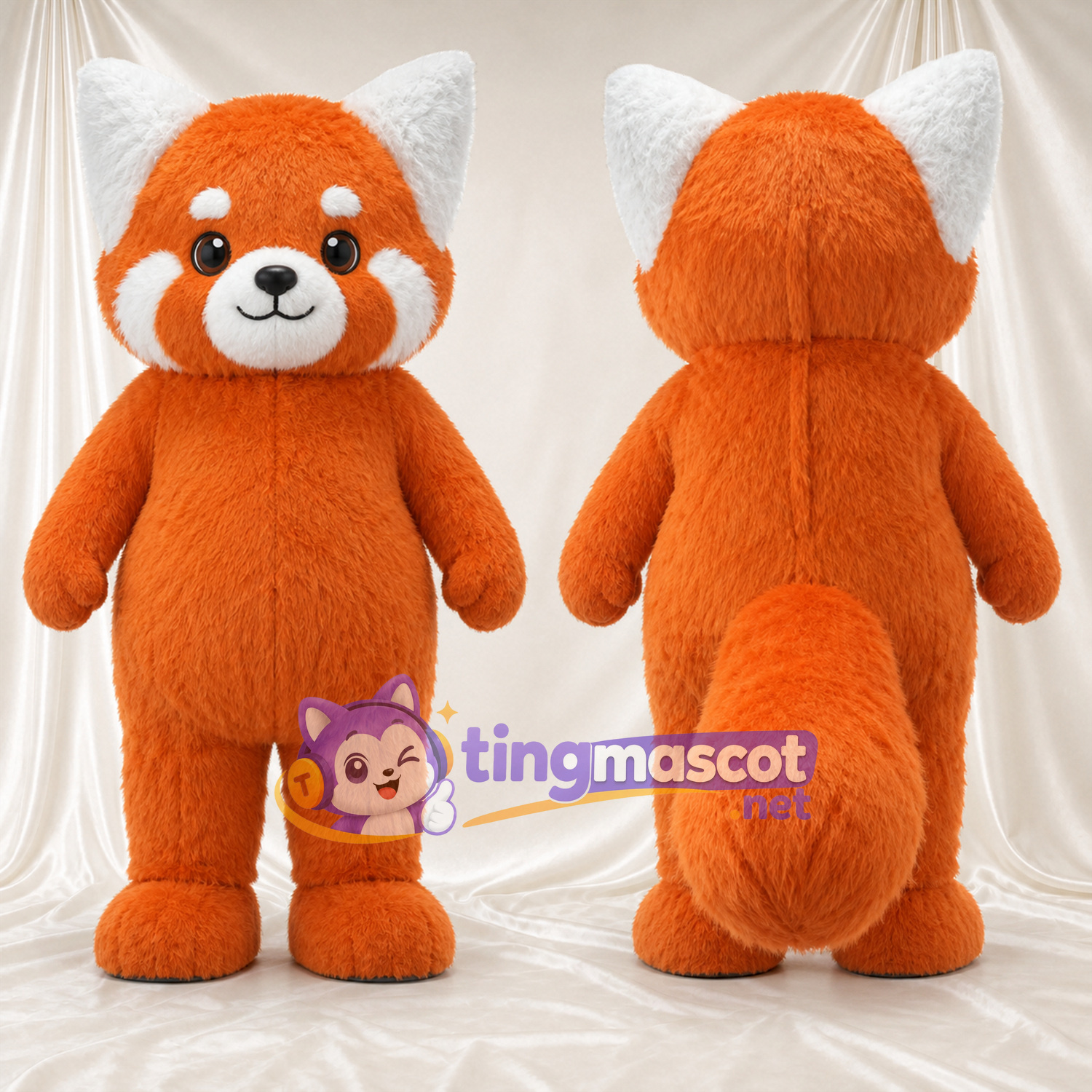 Maskottchenkostüm Roter Panda – orange – Buschiger Schwanz; Wangen (weiß) Maskottchenkostüm Roter Panda – orange – Buschiger Schwanz; Wangen (weiß)