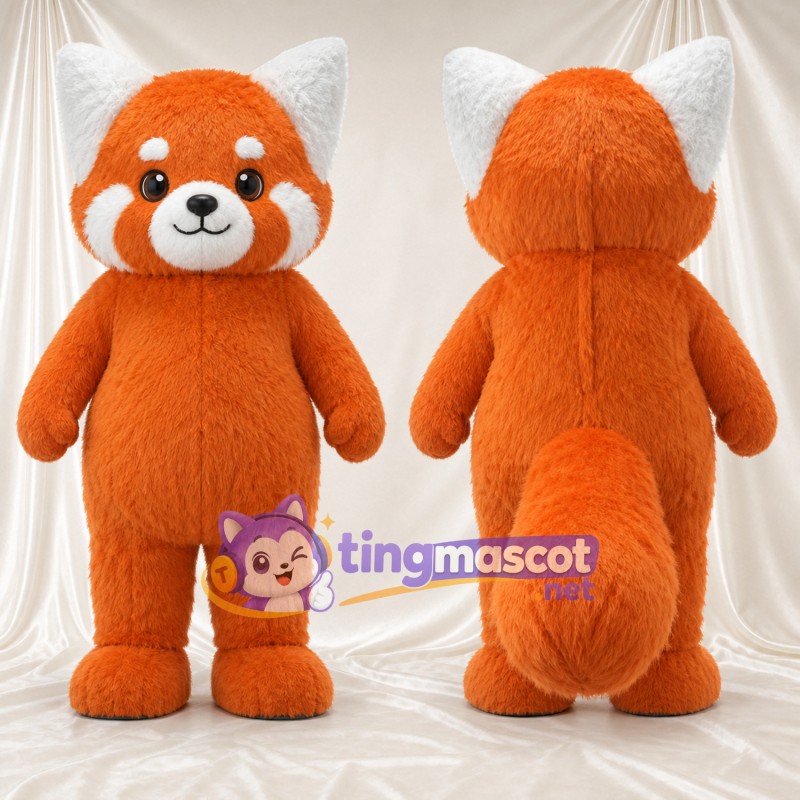 Maskottchenkostüm Roter Panda – orange – Buschiger Schwanz; Wangen (weiß)