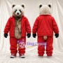 Costume de mascotte Panda – crème / noir – Veste (rouge); Pantalon