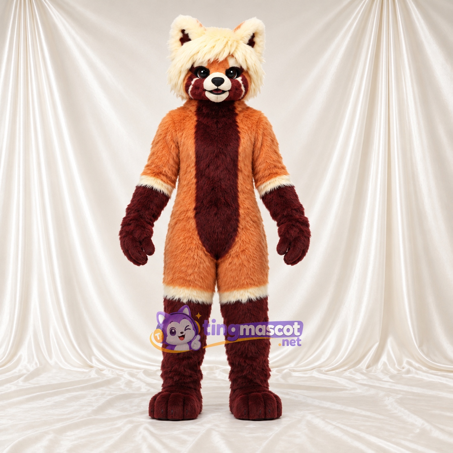 Maskottchenkostüm Roter Panda – orange / creme / braun Maskottchenkostüm Roter Panda – orange / creme / braun