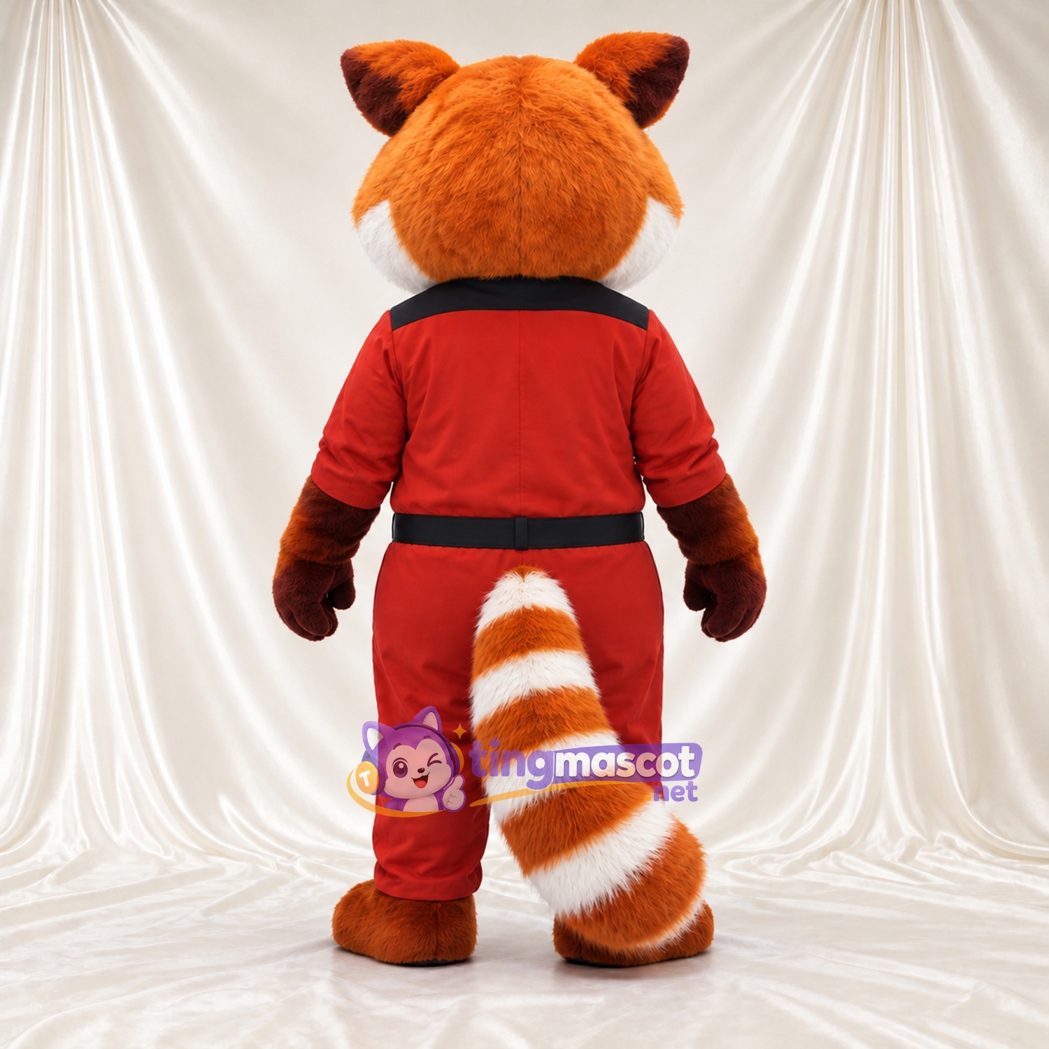 Costume de mascotte Panda roux – orange / marron – Costume (rouge); Cravate