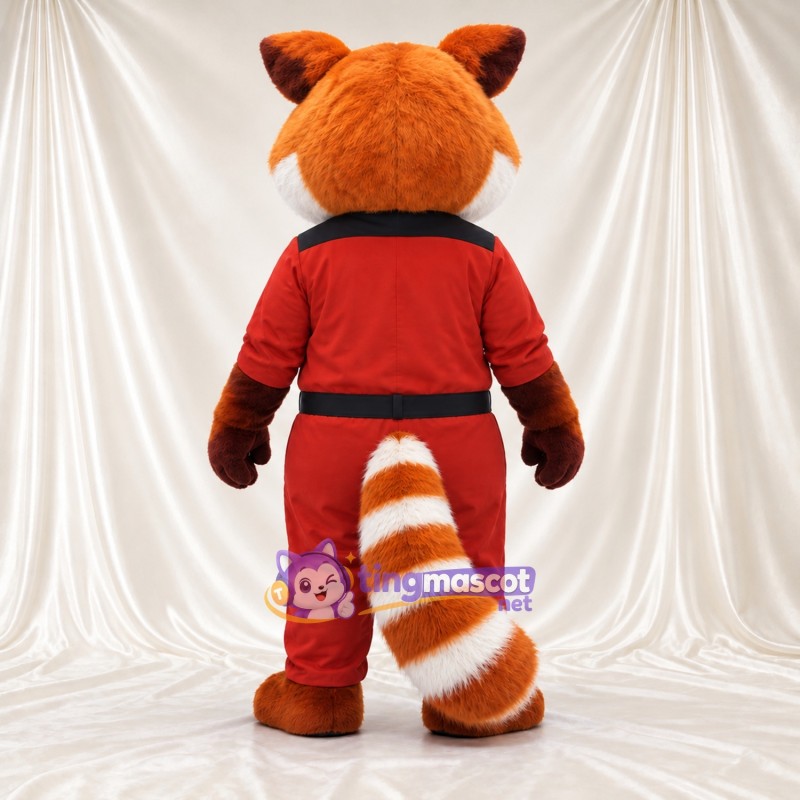 Costume de mascotte Panda roux – orange / marron – Costume (rouge); Cravate