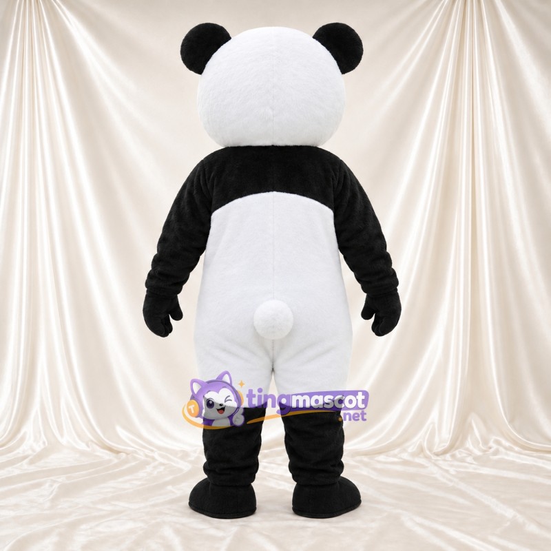 Black and White Panda Mascot Costume - Smiling Face and White Thigh Panels Black and White Panda Mascot Costume - Smiling Face and White Thigh Panels