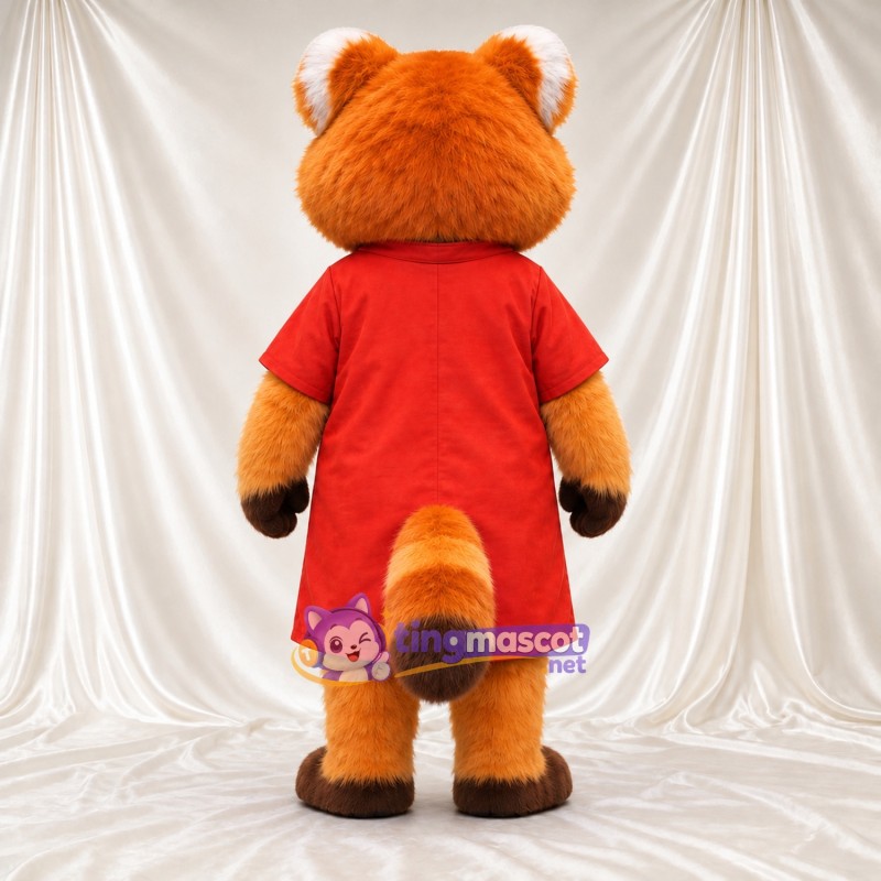 Maskottchenkostüm Roter Panda – orange / braun – Tunika (rot); Sonnenbrille Maskottchenkostüm Roter Panda – orange / braun – Tunika (rot); Sonnenbrille