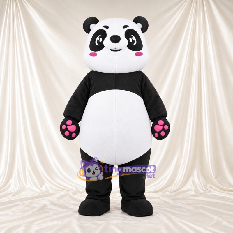 Black and White Panda Mascot Costume - Pink Cheeks and Pink Paw Pads Black and White Panda Mascot Costume - Pink Cheeks and Pink Paw Pads