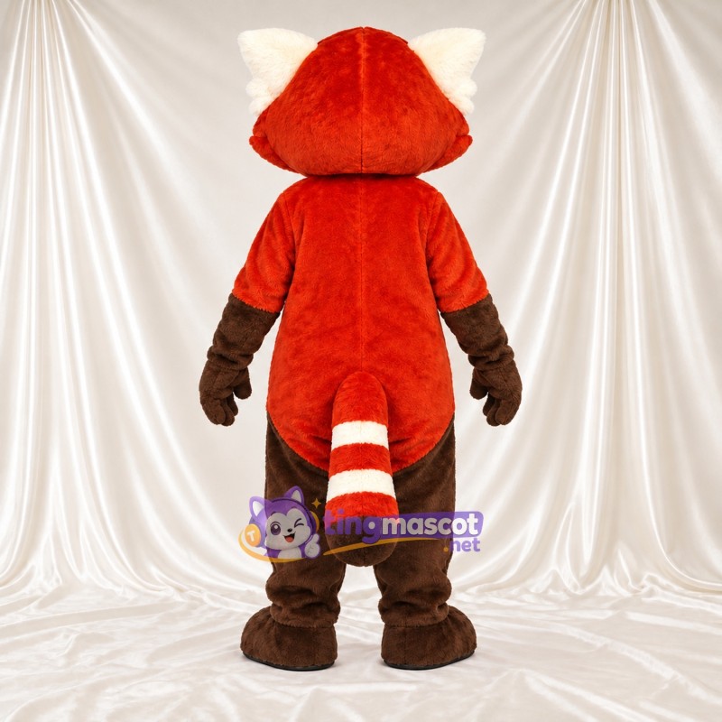 Costume de mascotte Panda roux – rouge / marron – Ventre (marron); Queue rayée (blanc) Costume de mascotte Panda roux – rouge / marron – Ventre (marron); Queue rayée (blanc)