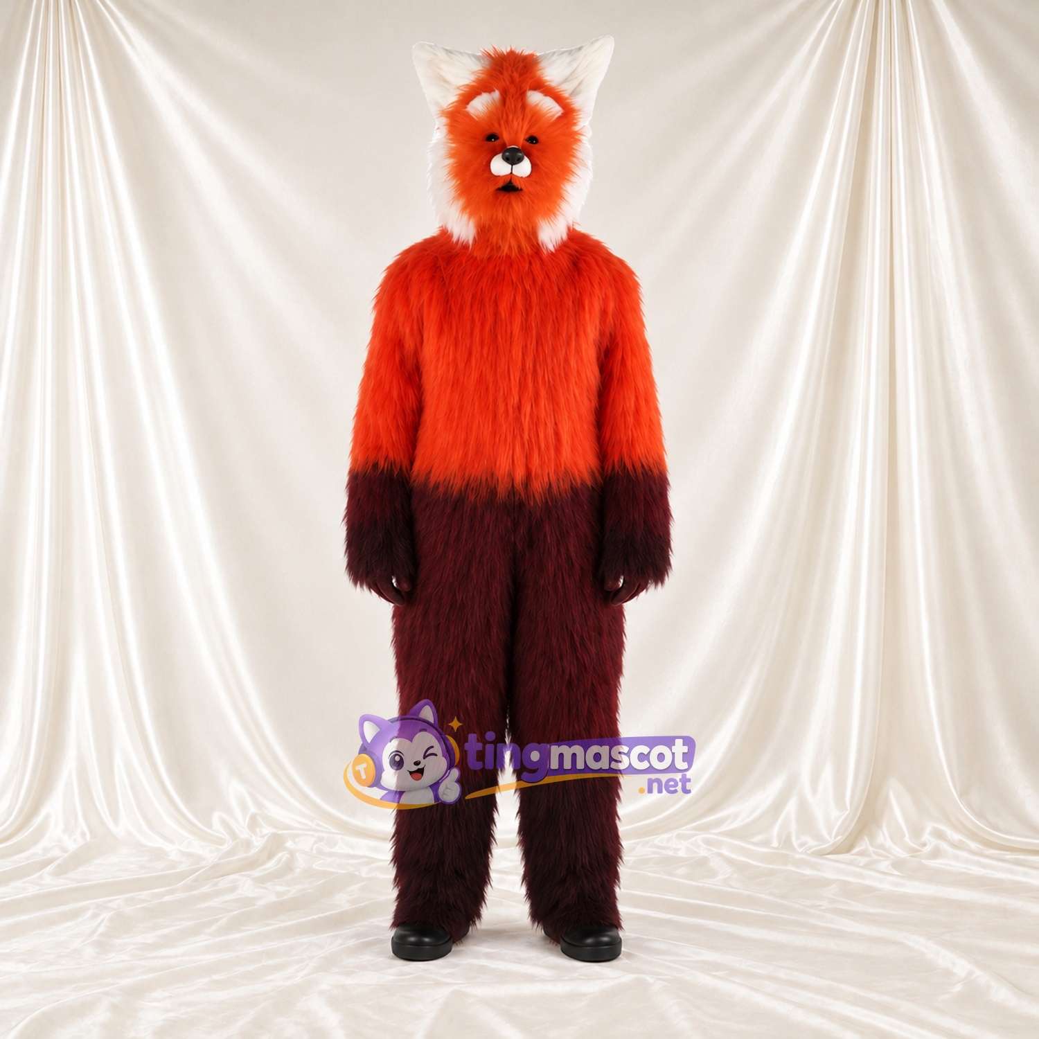 Orange and Brown Fantasy Creature Mascot Costume - Shaggy Fur, White Ears and Long Tail Orange and Brown Fantasy Creature Mascot Costume - Shaggy Fur, White Ears and Long Tail