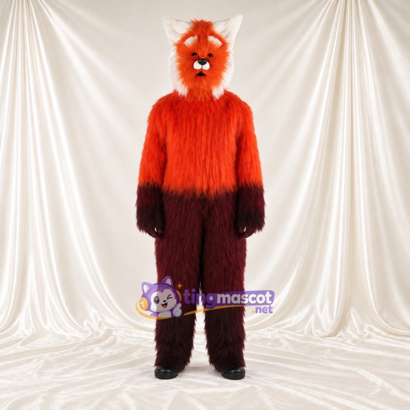 Maskottchenkostüm Fantasiewesen – orange / braun – Zottelfell; Ohren (weiß) Maskottchenkostüm Fantasiewesen – orange / braun – Zottelfell; Ohren (weiß)