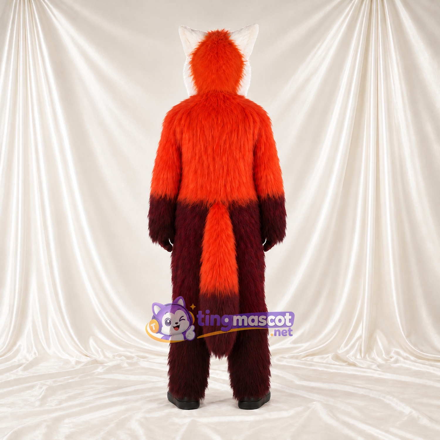 Orange and Brown Fantasy Creature Mascot Costume - Shaggy Fur, White Ears and Long Tail Orange and Brown Fantasy Creature Mascot Costume - Shaggy Fur, White Ears and Long Tail