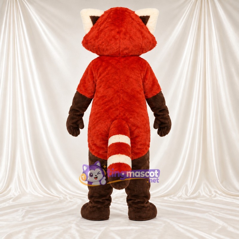 Costume de mascotte Panda roux – rouge / marron – Ventre (marron); Queue rayée (blanc) Costume de mascotte Panda roux – rouge / marron – Ventre (marron); Queue rayée (blanc)