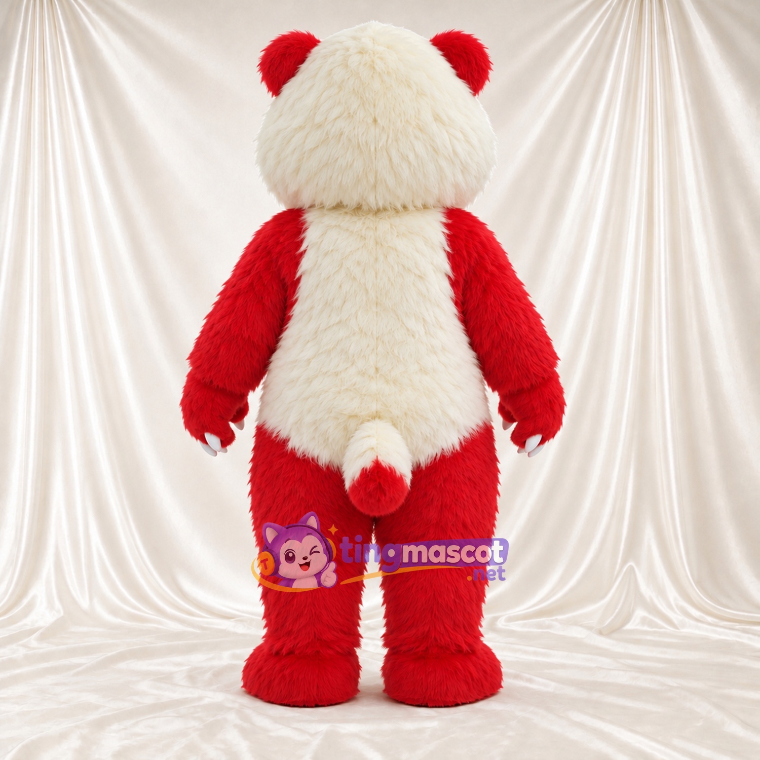 Costume de mascotte Panda – rouge / blanc – Ventre (crème); Griffes (blanc) Costume de mascotte Panda – rouge / blanc – Ventre (crème); Griffes (blanc)