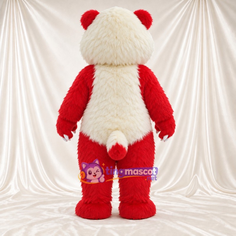 Costume de mascotte Panda – rouge / blanc – Ventre (crème); Griffes (blanc) Costume de mascotte Panda – rouge / blanc – Ventre (crème); Griffes (blanc)