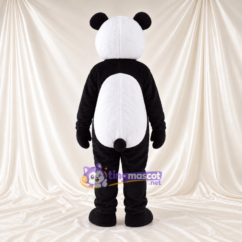 Maskottchenkostüm Panda – schwarz / weiß – Augenflecken; Schwanz (schwarz)