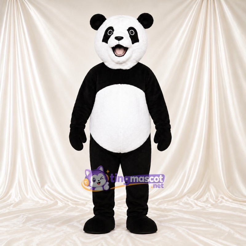 Costume de mascotte Panda – noir / blanc – Bouche ouverte; Queue (blanc) Costume de mascotte Panda – noir / blanc – Bouche ouverte; Queue (blanc)